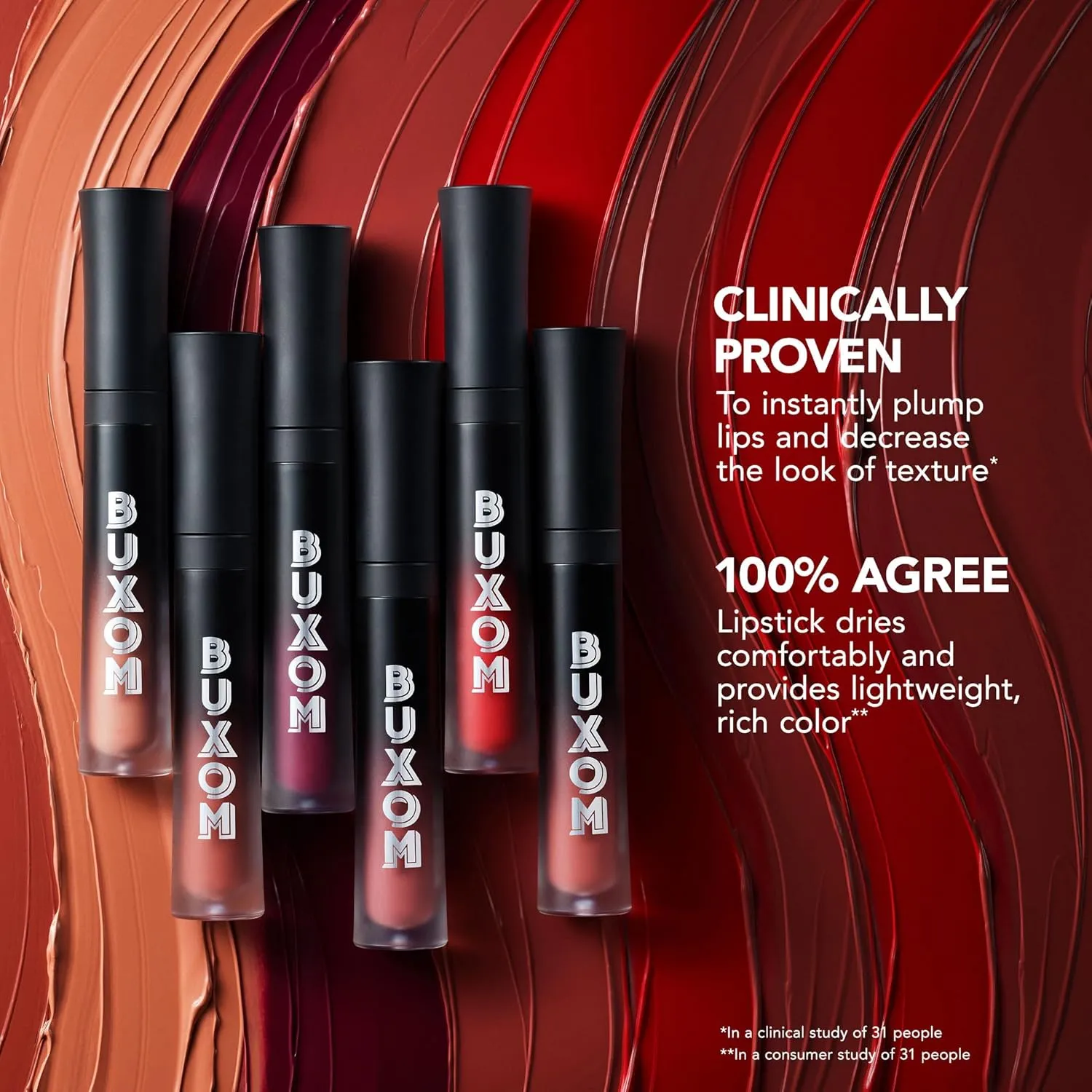 BUXOM Full-ON Plumping Liquid Lipstick Matte - Transfer-proof Plumping Lip Color, 8-hour long wear with Vitamin E Hyaluronic Acid & Plumping Peptide Complex to Hydrate & Smooth Lip Lines, Cruelty-Free