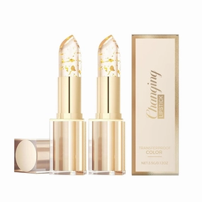 Bymolia Color Changing Lipstick for Women, Levora Transferproof Color Changing Lipsticks Set, Gold Crystal Clear Color Chang Lipstick Temperature Change Moisturizer Long Lasting (2Pack)