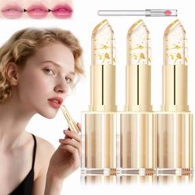 Bymolia Color Changing Lipstick, Transferproof Color Changing Lipstick Gold Foil, Mood Lipsticks Color Changing Long-Lasting, 24H Moisturizing, Deep Nourishment, Shine Makeup Every Day (3PCS)