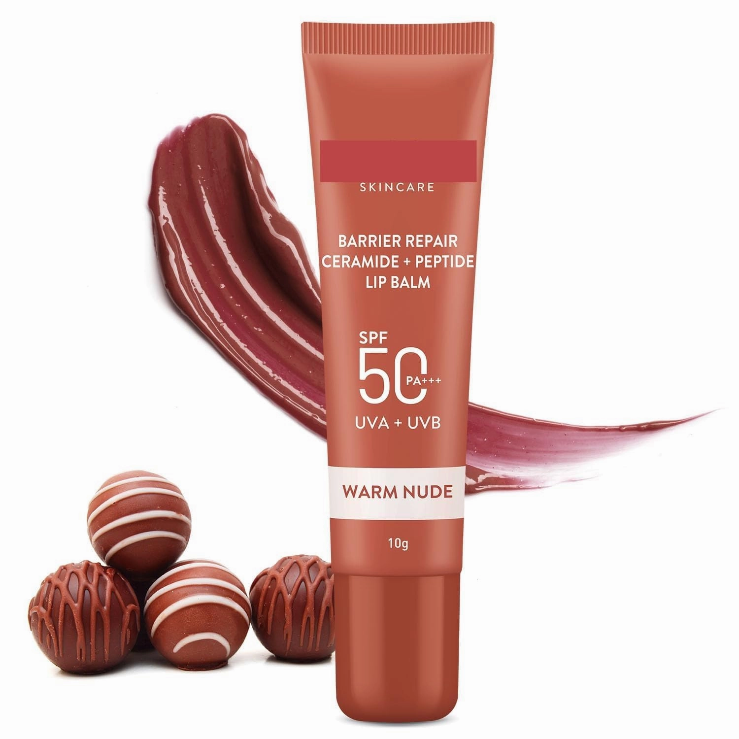 C.eramide & eptide Barrier Repair Lip Balm Spf 50, Pa   |Warm Nude|Uva/Uvb Lip Protection|Soft Tinted Lip Moisturizer|Prevents Pigmentation| Lip Balm For Women|10Gm, Normal