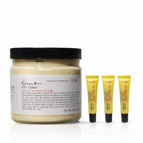C.O. Bigelow Lemon Body Cream- No. 005, 32 oz. & Lemon Lip Cream Trio, 0.5 oz./ 14g each. pack of 3