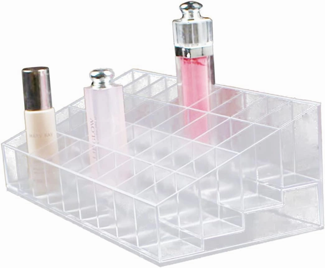 CANIGHT Clear Lipstick Holder Space Lip Gloss Organizer Stand for Makeup Storage for Vanity Countertop Stylish Cosmetic Organizer for Home Office