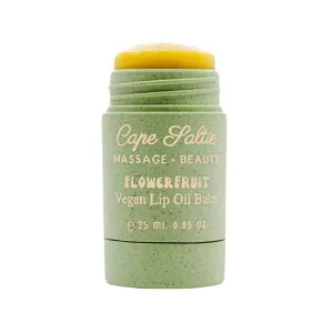 Cape Saltie · Massage Beauty Flowerfruit Vegan Oil Lip Balm in "Peppermint Tea" — Peppermint, Earl Grey (0.85 oz, Jumbo Size Clear Balm) | Nourish, Hydrate, Moisturize | Infused with Natural Fruit Oil