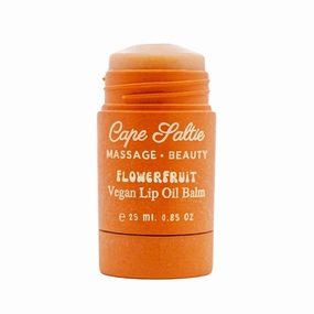 Cape Saltie · Massage Beauty Flowerfruit Vegan Oil Lip Balm in "Mermaid Fruit" — Grapefruit (25ml, 0.85 oz, Jumbo Size Peach Tint) | Nourish, Hydrate, Moisturize | Infused with Natural Fruit Oil