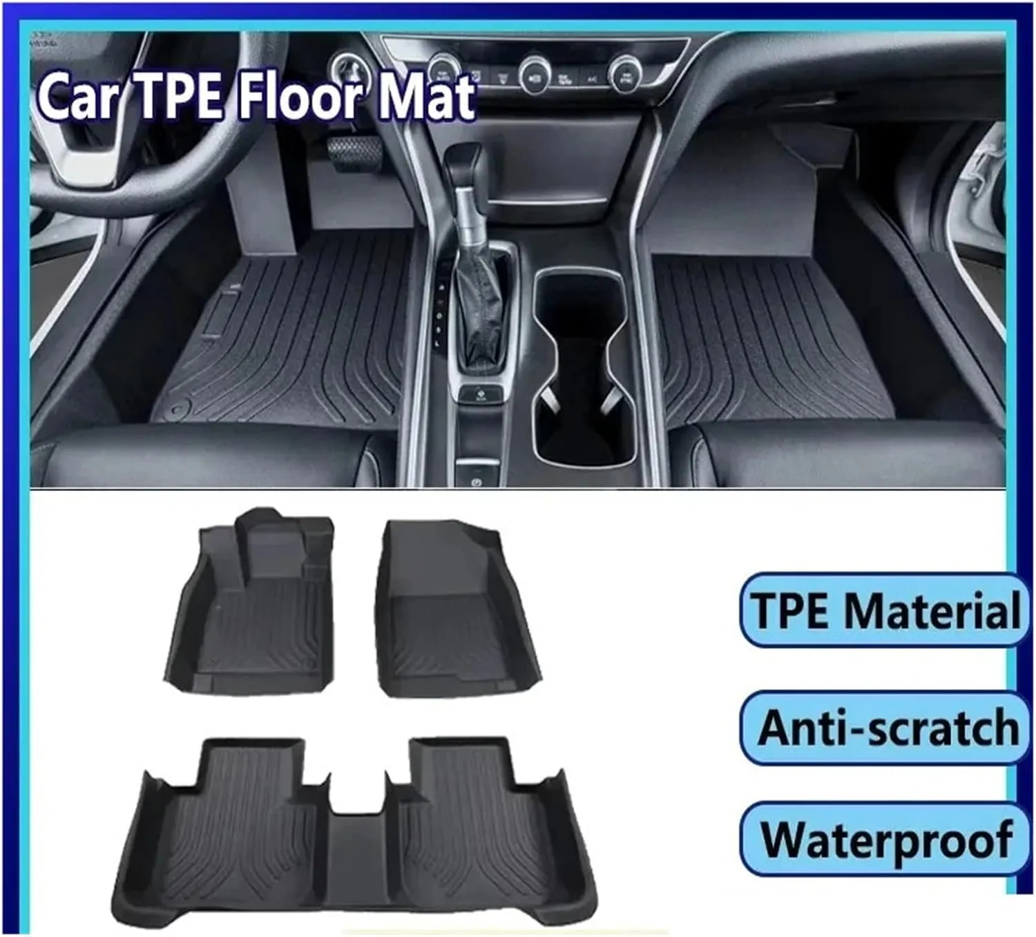 Car Floor Mat Compatible with Equator Sport Territory 2021 2022 2023 2024 2025 Waterproof Mud Carpet TPE Foot Pad Full Rug Accessories(Size:Right-Hand Drive), Black