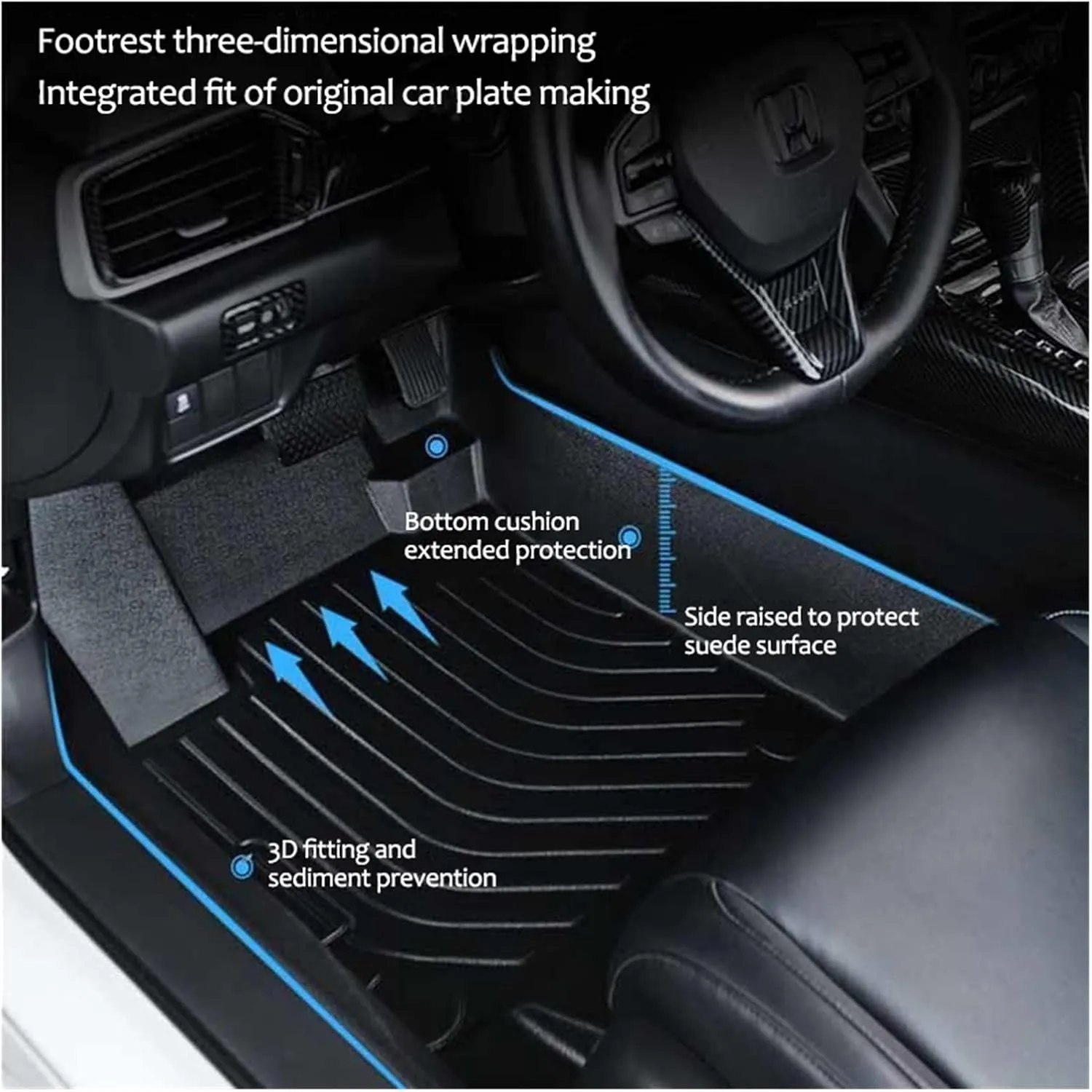Car Floor Mat Compatible with Subaru Forester SK 2019~2023 TPE Waterproof Leather Rug Mud Carpet Foot Pad Full Tappeto Auto Accessories(Size:Left-Hand Drive), Black