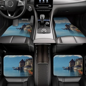 Car Floor Mats Heavy Duty Non-Slip Car Carpet Mats Full Set All Weather Front Rear Car Floor Foot Mat Lake Geneva Switzerland Floor Mat for Cars Heel Pad Universal Car Accessories