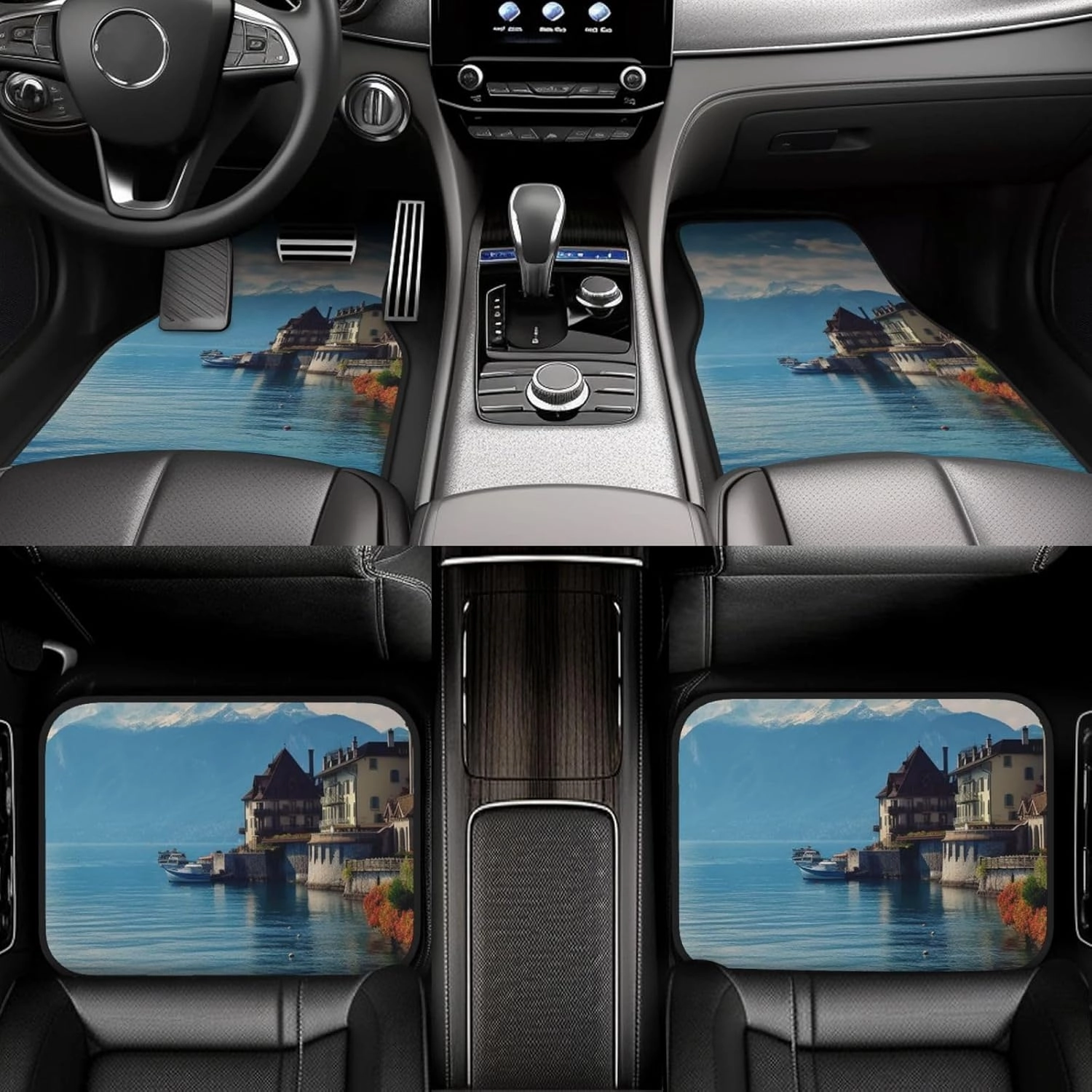 Car Floor Mats Heavy Duty Non-Slip Car Carpet Mats Full Set All Weather Front Rear Car Floor Foot Mat Lake Geneva Switzerland Floor Mat for Cars Heel Pad Universal Car Accessories