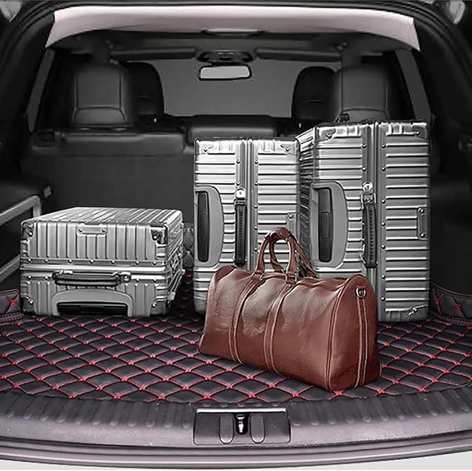 Car Leather Boot Liner Mats for Nissan Kicks 2018-2024, Custom Auto Rear Trunk Cargo Tray Protector Liners Anti-Scratch Non-Slip Luggage Carpets Interior Accessories,E/Brown
