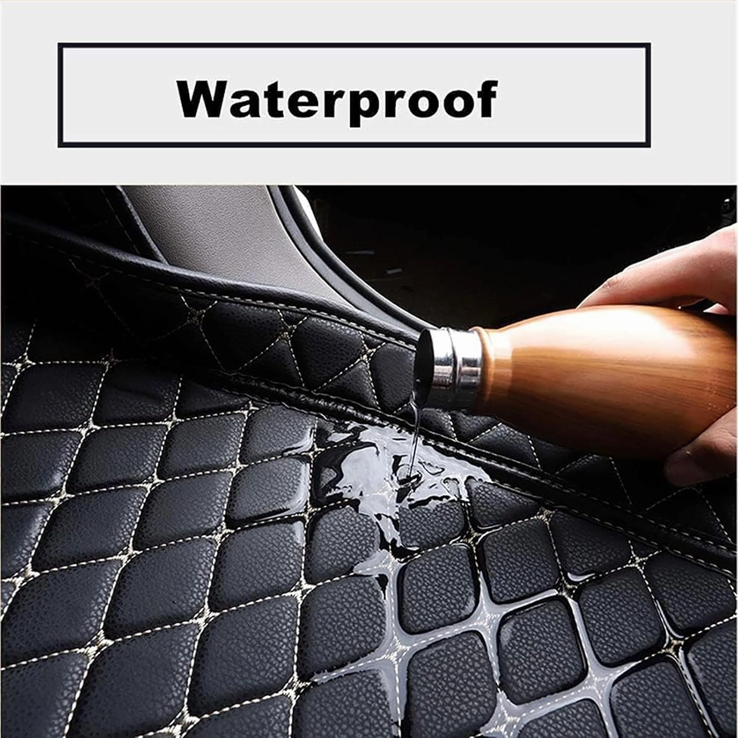 Car Leather Boot Liner Mats for Nissan Kicks 2018-2024, Custom Auto Rear Trunk Cargo Tray Protector Liners Anti-Scratch Non-Slip Luggage Carpets Interior Accessories,E/Brown