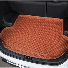 Car Leather Boot Liner Mats for Nissan Kicks 2018-2024, Custom Auto Rear Trunk Cargo Tray Protector Liners Anti-Scratch Non-Slip Luggage Carpets Interior Accessories,E/Brown