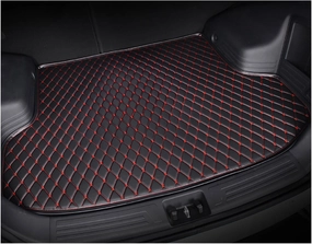 Car Trunk Mat for Genesis GV70 EV Pure Electric 2023 2024, All Weather Cargo Liners Protection Mat Leather Waterproof Car Accessories,Black-Red-LowSide