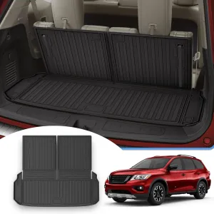 Cargo Mat &Backerst Mat Compatible with 2013-2020 Nissan Pathfinder/ 2013 Infiniti JX35/ 2014-2020 Infiniti QX60 - Cargo Liner Trunk Mat All Weather TPE Pathdinder 2020 Accessories