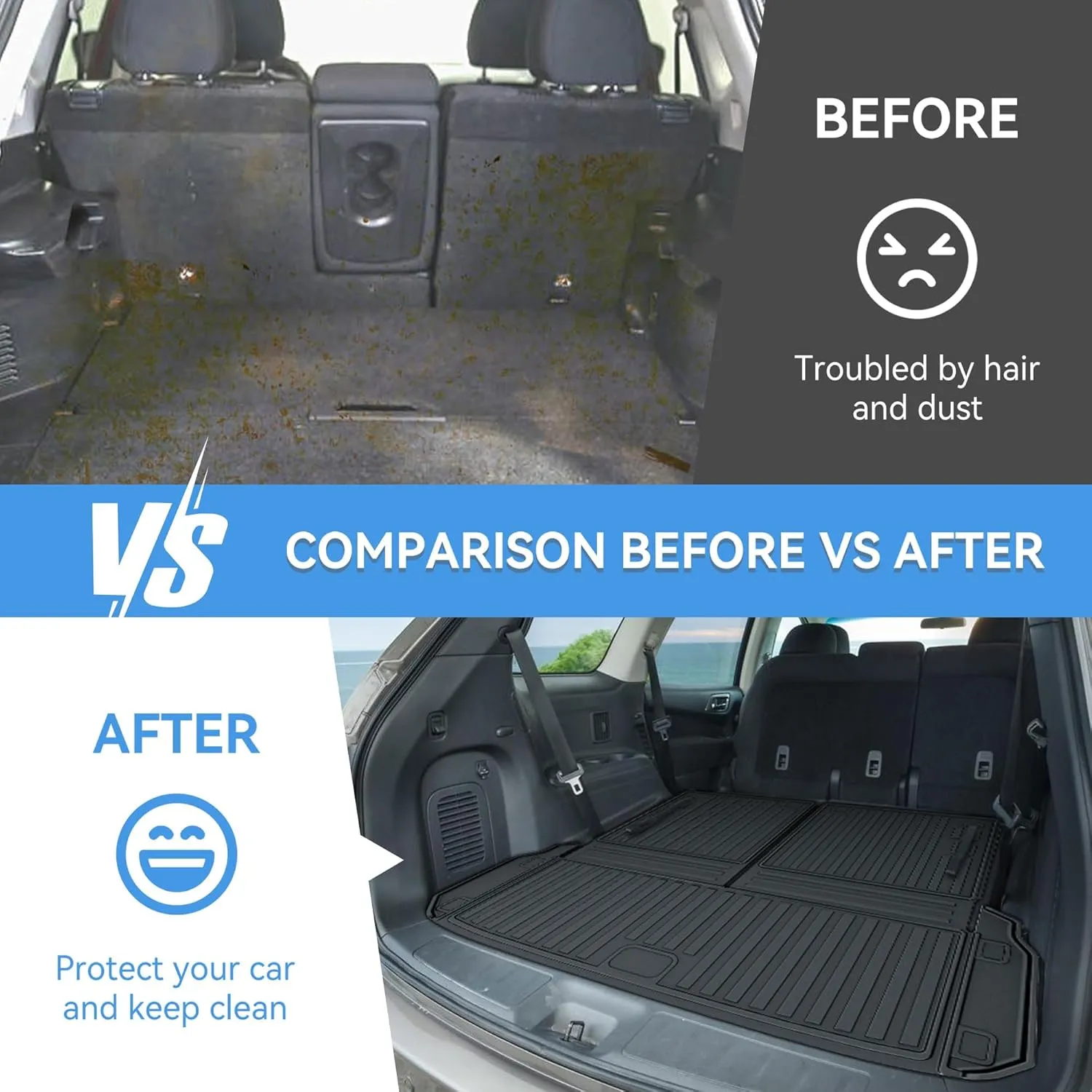 Cargo Mat &Backerst Mat Compatible with 2013-2020 Nissan Pathfinder/ 2013 Infiniti JX35/ 2014-2020 Infiniti QX60 - Cargo Liner Trunk Mat All Weather TPE Pathdinder 2020 Accessories