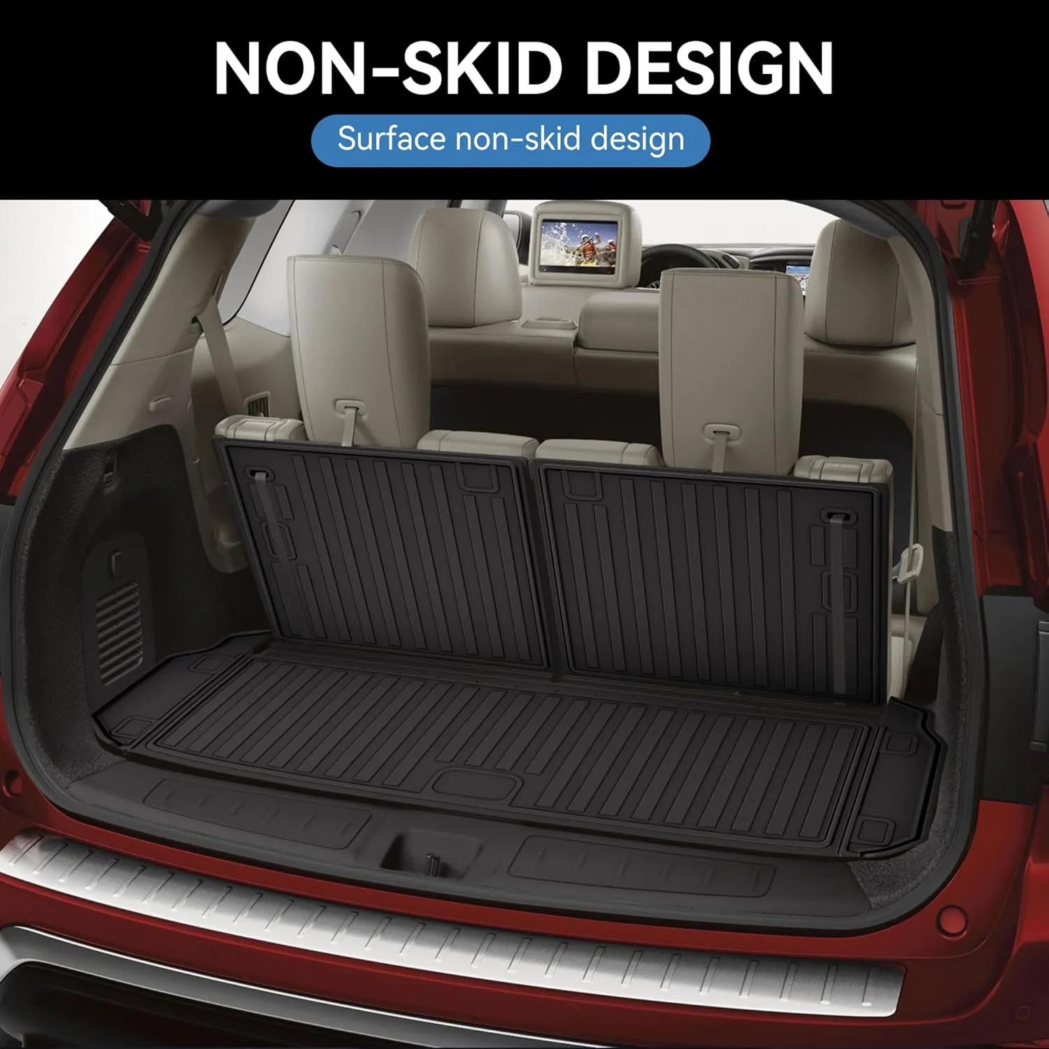 Cargo Mat &Backerst Mat Compatible with 2013-2020 Nissan Pathfinder/ 2013 Infiniti JX35/ 2014-2020 Infiniti QX60 - Cargo Liner Trunk Mat All Weather TPE Pathdinder 2020 Accessories