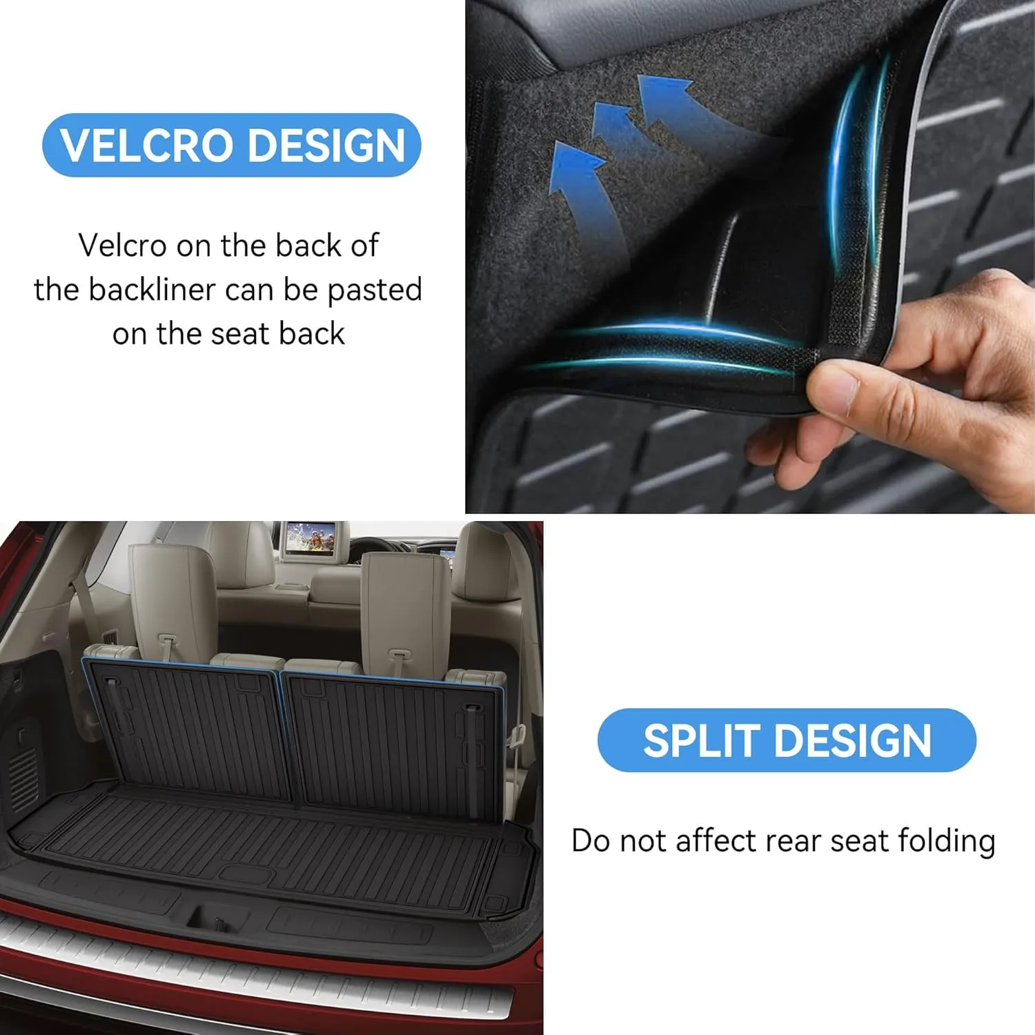Cargo Mat &Backerst Mat Compatible with 2013-2020 Nissan Pathfinder/ 2013 Infiniti JX35/ 2014-2020 Infiniti QX60 - Cargo Liner Trunk Mat All Weather TPE Pathdinder 2020 Accessories