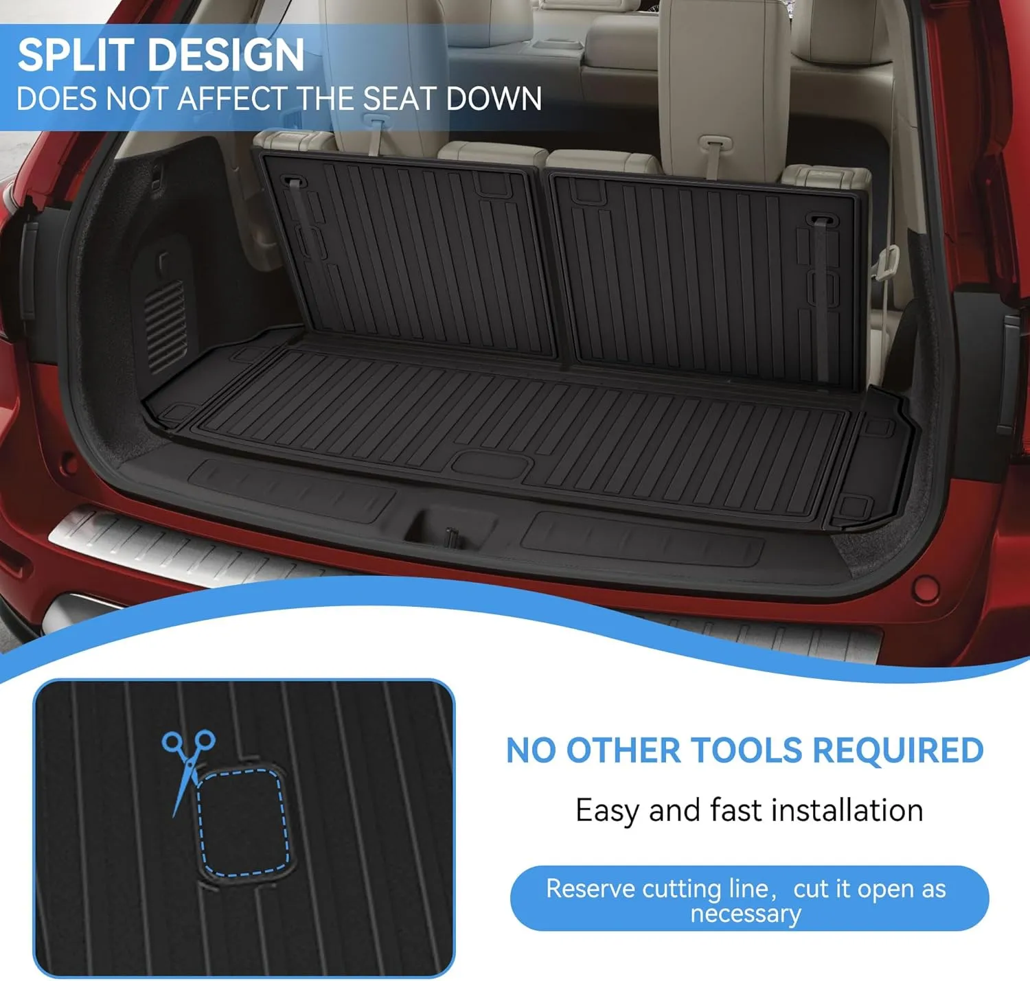 Cargo Mat &Backerst Mat Compatible with 2013-2020 Nissan Pathfinder/ 2013 Infiniti JX35/ 2014-2020 Infiniti QX60 - Cargo Liner Trunk Mat All Weather TPE Pathdinder 2020 Accessories