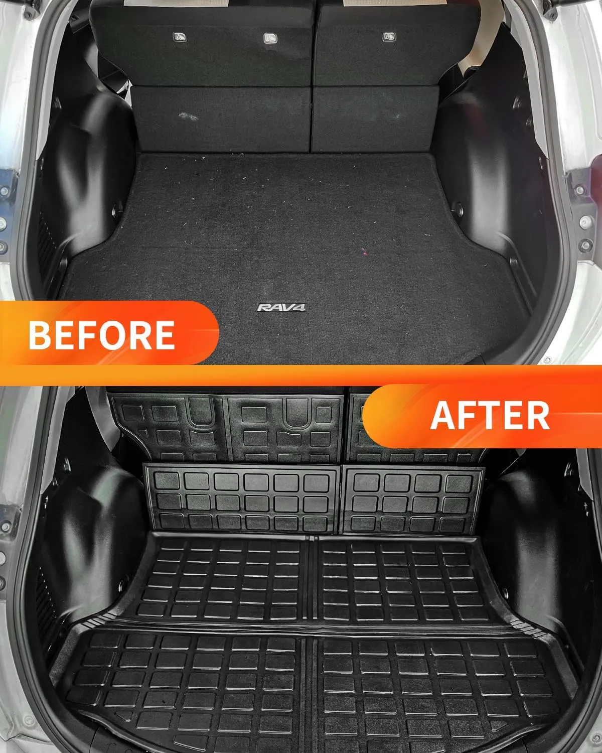 Cargo Mat Compatible with 2013-2018 Toyota Rav4 Trunk Mat Cargo Liner Back Seat Cover Protector Frunk Mat for Toyota Rav4 Accessories (Non-Hybrid) (2013-2018, Backrest Mats Trunk Mat)