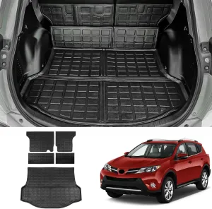 Cargo Mat Compatible with 2013-2018 Toyota Rav4 Trunk Mat Cargo Liner Back Seat Cover Protector Frunk Mat for Toyota Rav4 Accessories (Non-Hybrid) (2013-2018, Backrest Mats Trunk Mat)