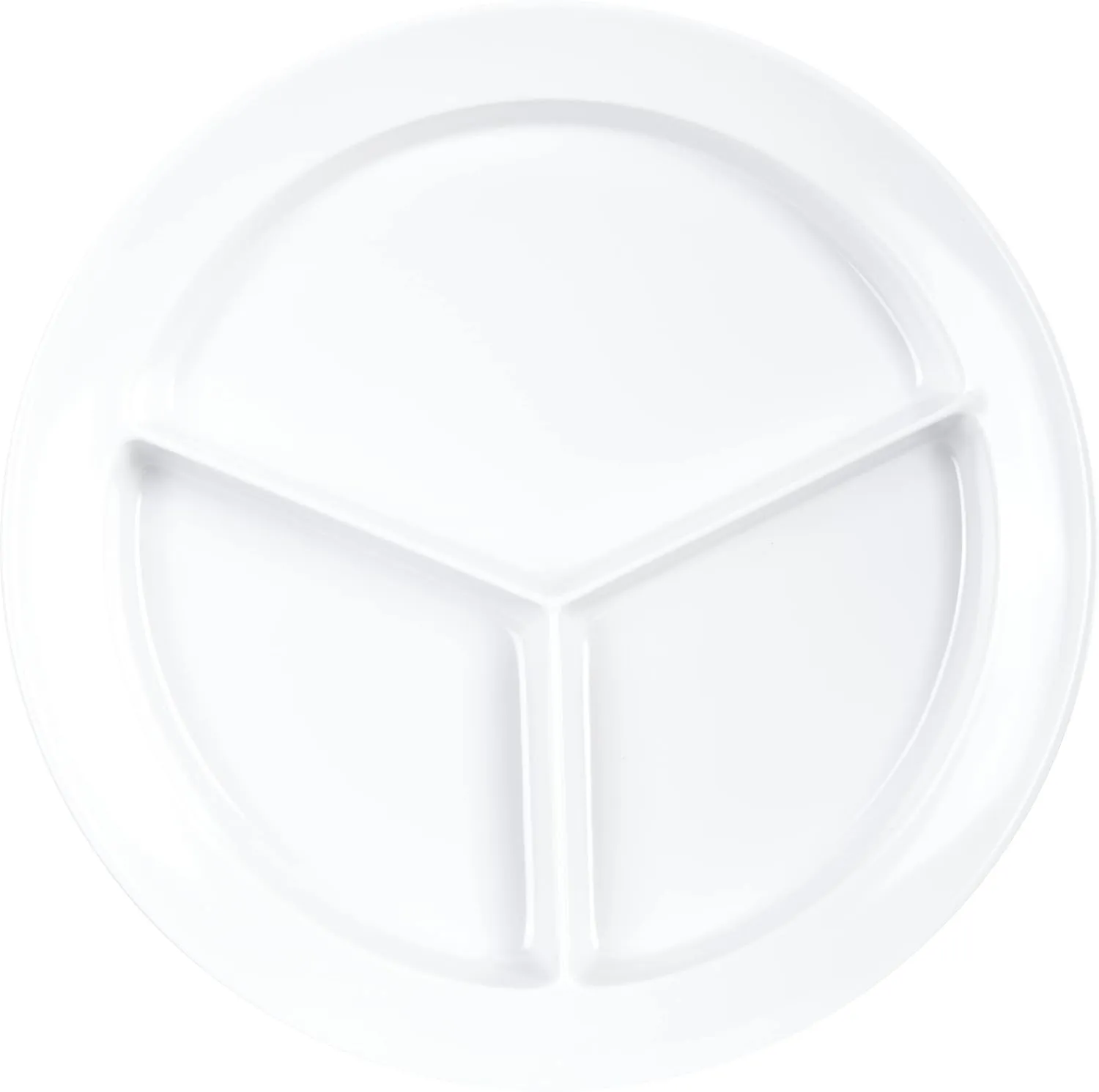 Carlisle FoodService Products Kingline Divided Plate Deep Compartment Plate with 3 Compartments for Home and Restaurant, Melamine, 8.75 Inches, White, (Pack of 12), Large