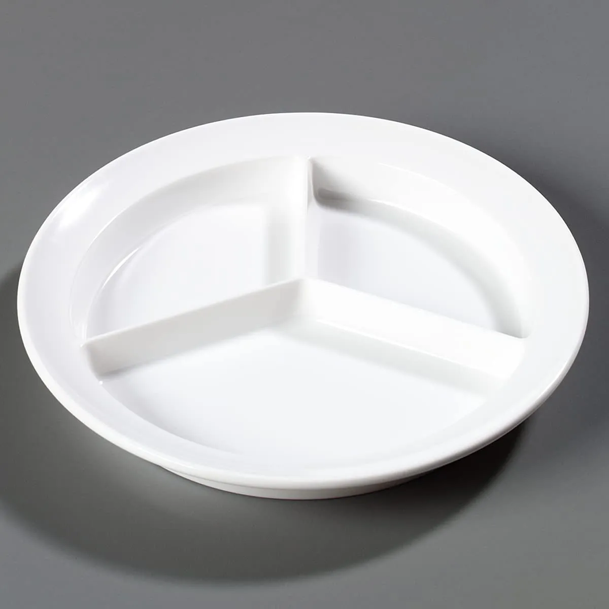 Carlisle FoodService Products Kingline Divided Plate Deep Compartment Plate with 3 Compartments for Home and Restaurant, Melamine, 8.75 Inches, White, (Pack of 12), Large