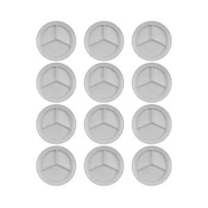 Carlisle FoodService Products Kingline Divided Plate Deep Compartment Plate with 3 Compartments for Home and Restaurant, Melamine, 8.75 Inches, White, (Pack of 12), Large