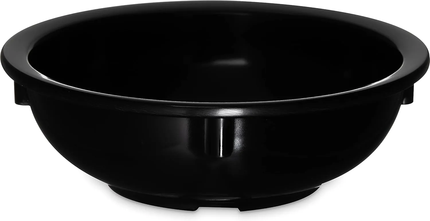 Carlisle FoodService Products Kingline Reusable Plastic Bowl Nappie Bowl for Home and Restaurant, Melamine, 10 Ounces, Black, (Pack of 48)
