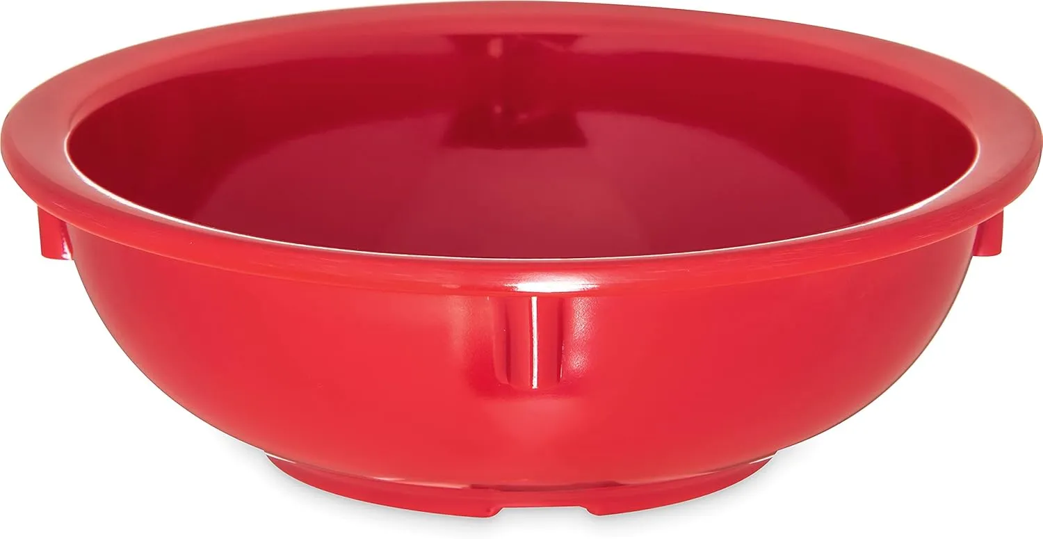 Carlisle FoodService Products Kingline Reusable Plastic Bowl Nappie Bowl for Home and Restaurant, Melamine, 10 Ounces, Red, (Pack of 48)