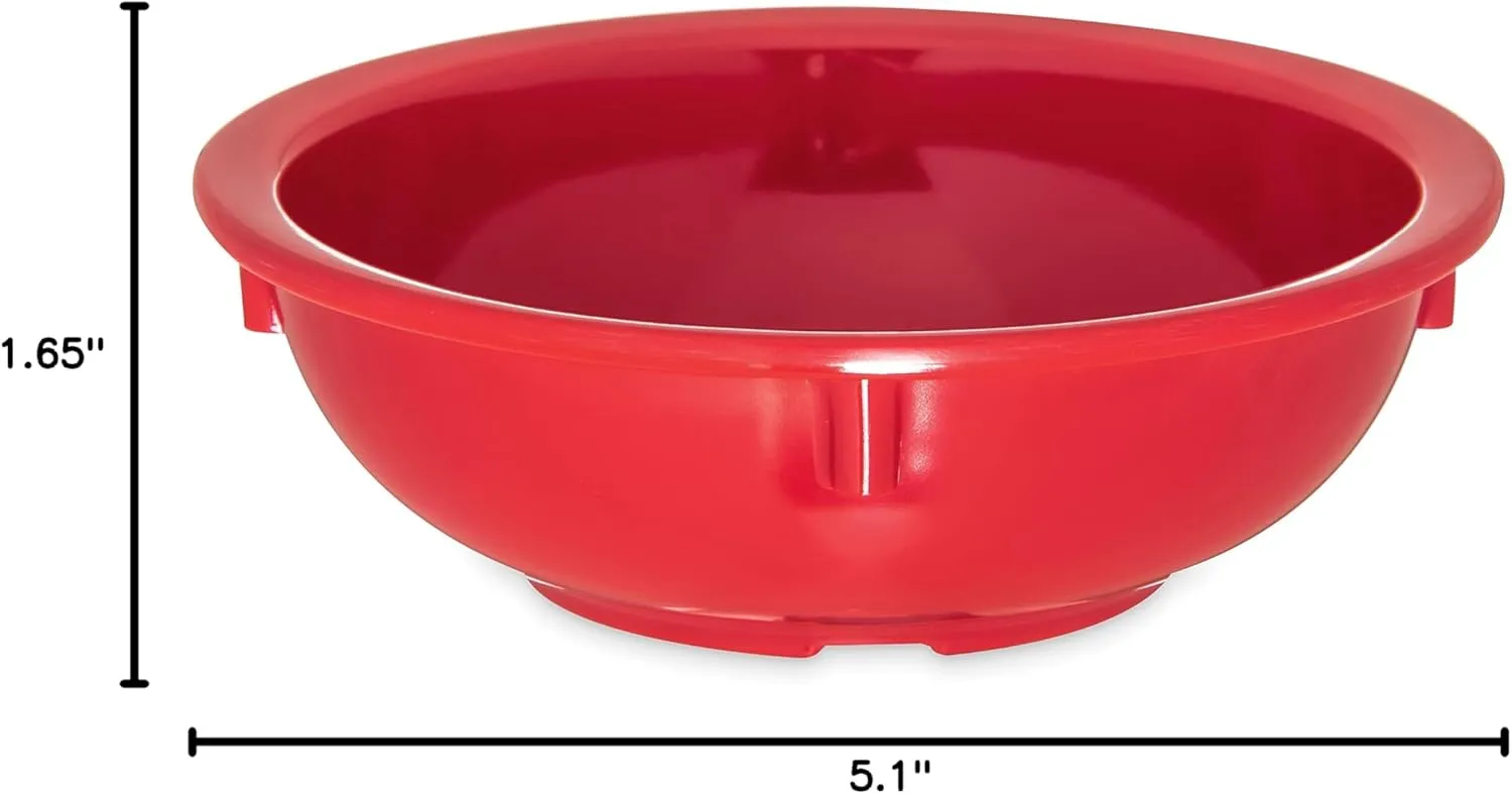 Carlisle FoodService Products Kingline Reusable Plastic Bowl Nappie Bowl for Home and Restaurant, Melamine, 10 Ounces, Red, (Pack of 48)