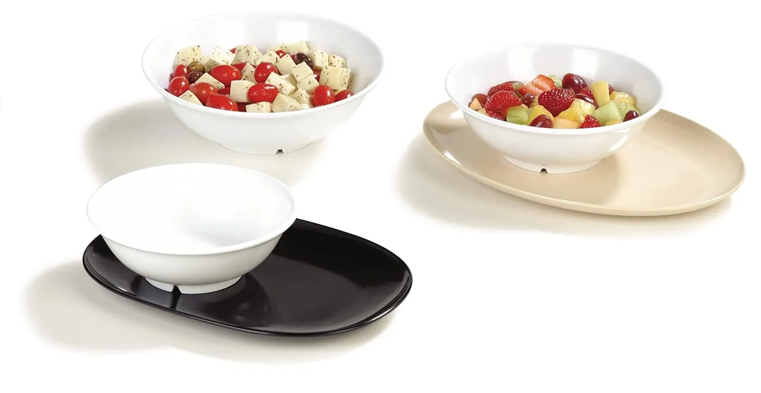 Carlisle FoodService Products Reusable Plastic Bowl Footed Bowl for Home and Restaurant, Melamine, 36 Ounces, White, (Pack of 12)