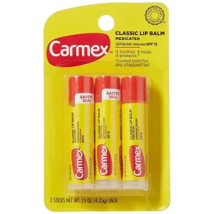 Carmex Broad Spectrum SPF 15 Water Resistant Sun Screen .15 OZ (3 pack of 3 sticks, 9 sticks total)