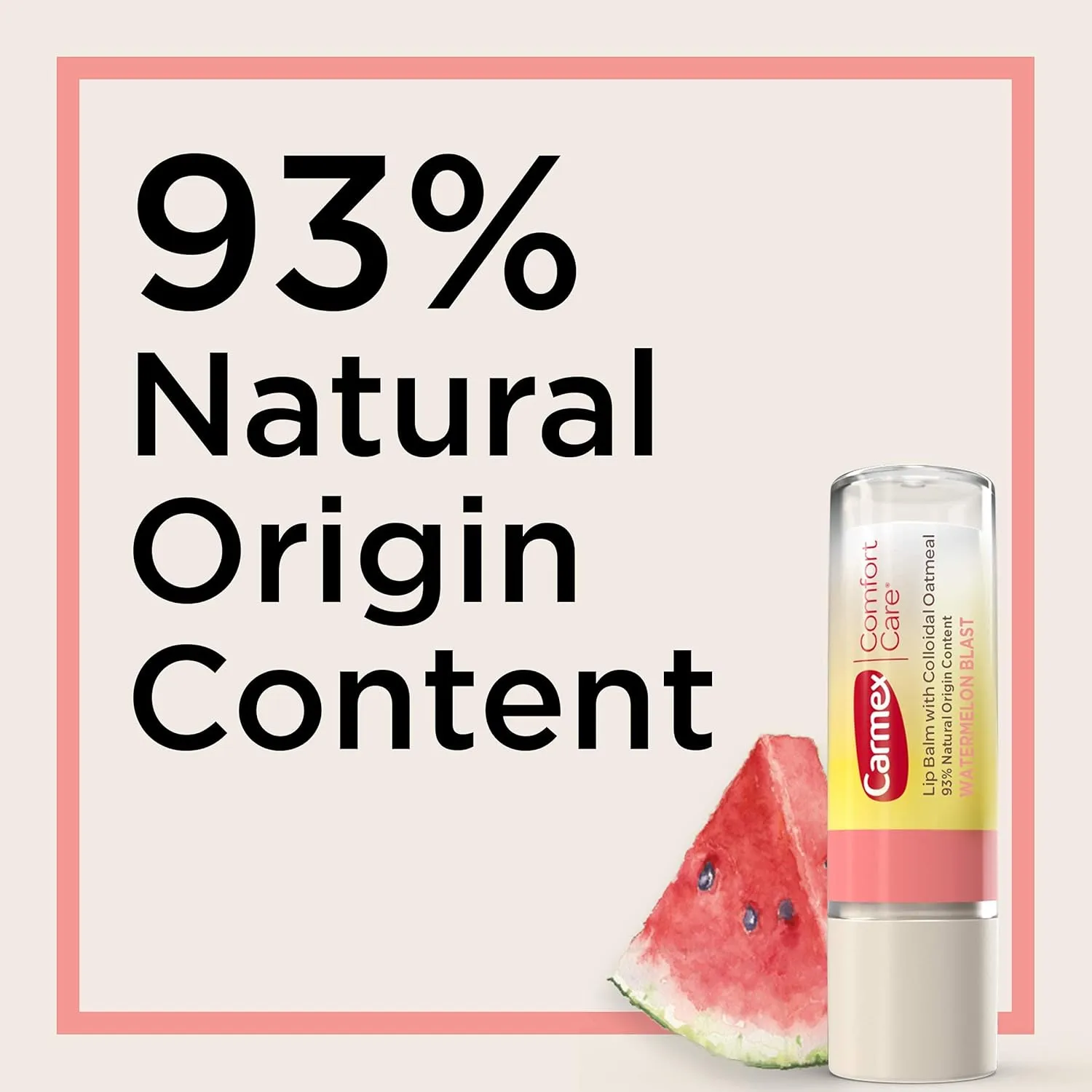 Carmex Comfort Care Lip Balm Sticks with Colloidal Oatmeal, Watermelon Blast Flavor, 4 Count (2 Packs of 2)