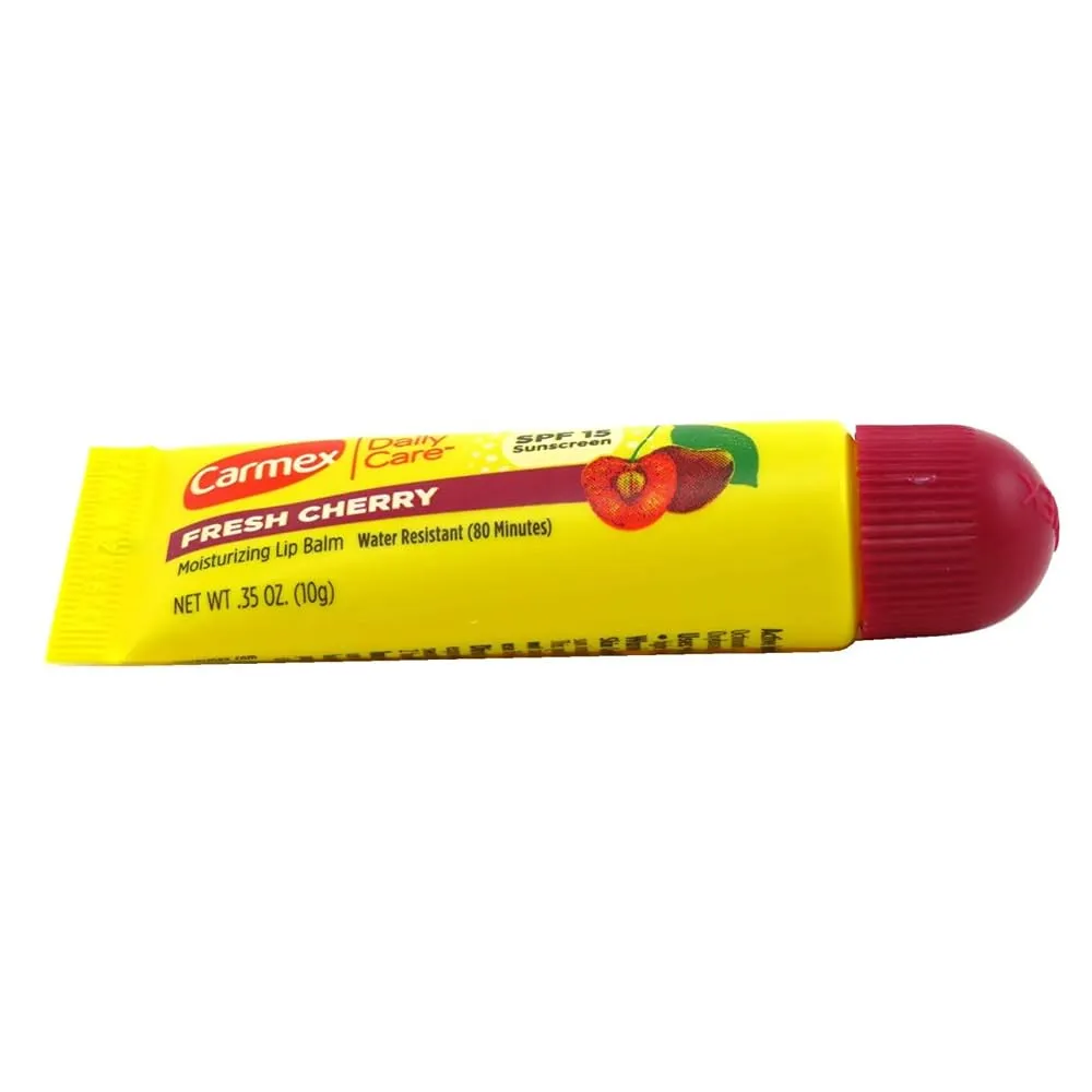 Carmex Lip Balm Tube Fresh Cherry SPF#15 0.35 Ounce (12 Pack)