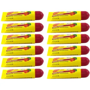 Carmex Lip Balm Tube Fresh Cherry SPF#15 0.35 Ounce (12 Pack)