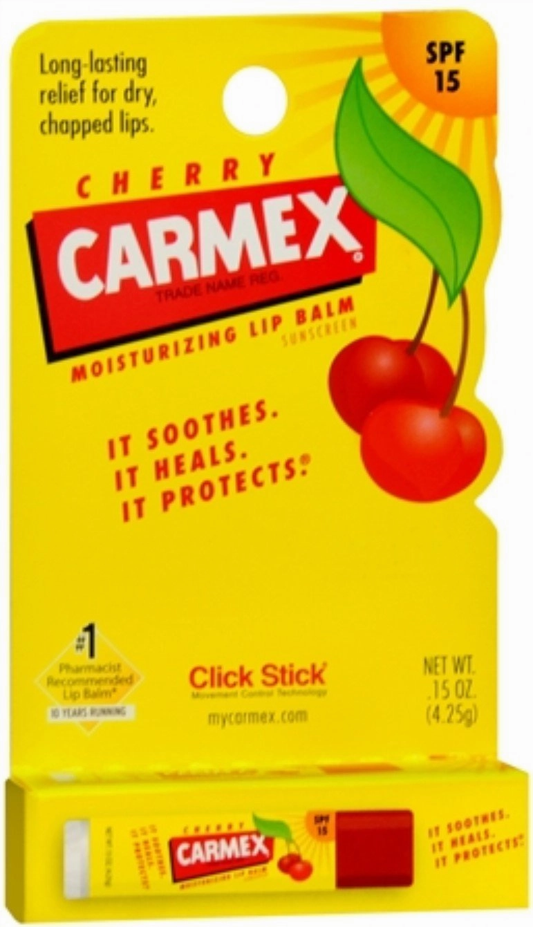 Carmex Click-Stick Moisturizing Lip Balm SPF 15 Cherry 0.15 oz (Pack of 7)