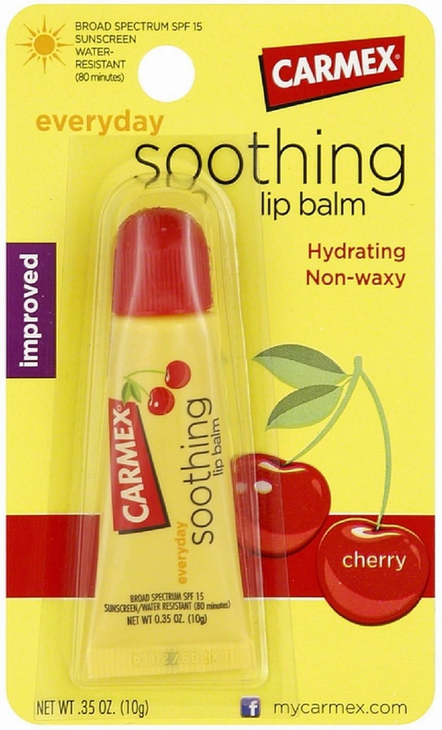Carmex Soothing Everyday Lip Balm, Cherry 0.35 oz (Pack of 6)