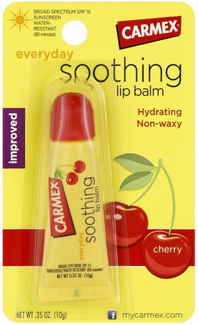Carmex Soothing Everyday Lip Balm, Cherry 0.35 oz (Pack of 6)