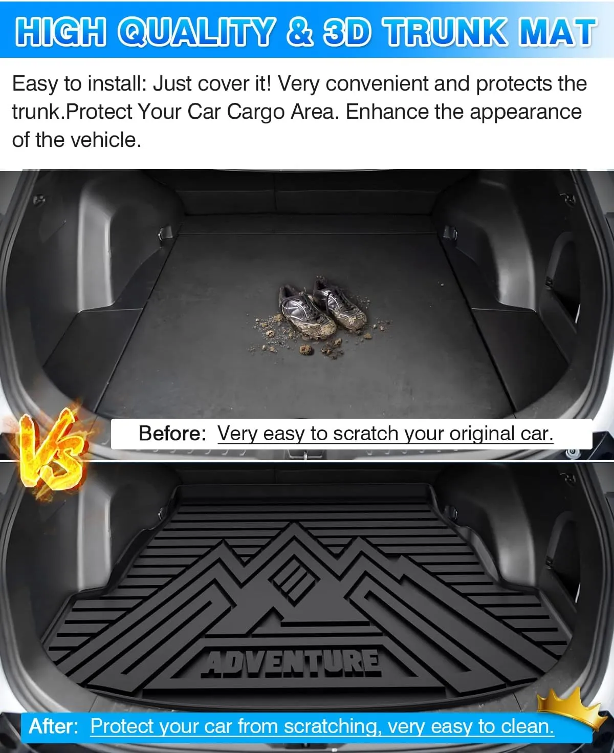 Cartist Cargo Liner Custom Fit for 2019-2024 2025 Toyota RAV4 All Weather Trunk Mat Rear Cargo Liner Back TPE Black (Fit for All Models)