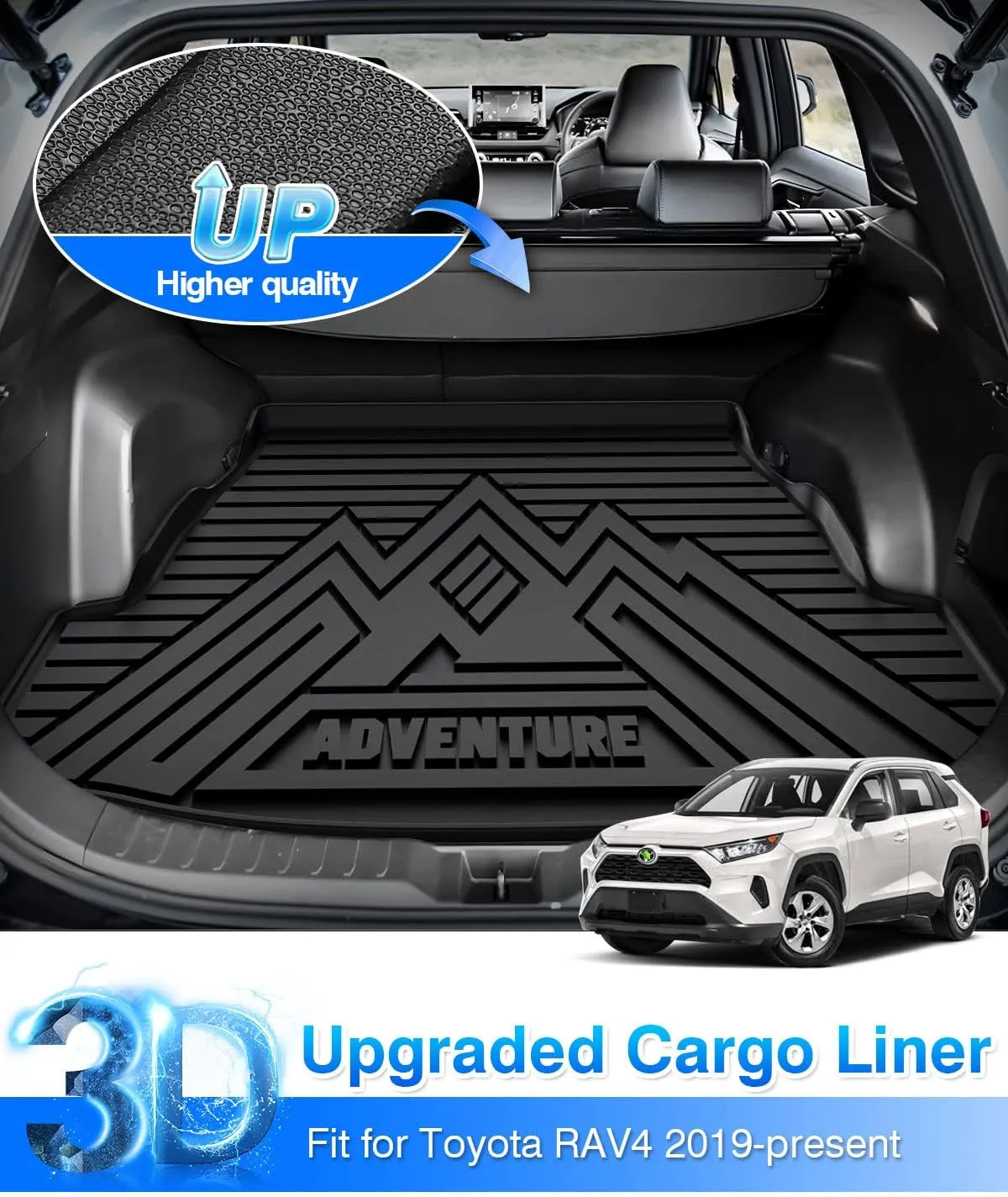Cartist Cargo Liner Custom Fit for 2019-2024 2025 Toyota RAV4 All Weather Trunk Mat Rear Cargo Liner Back TPE Black (Fit for All Models)
