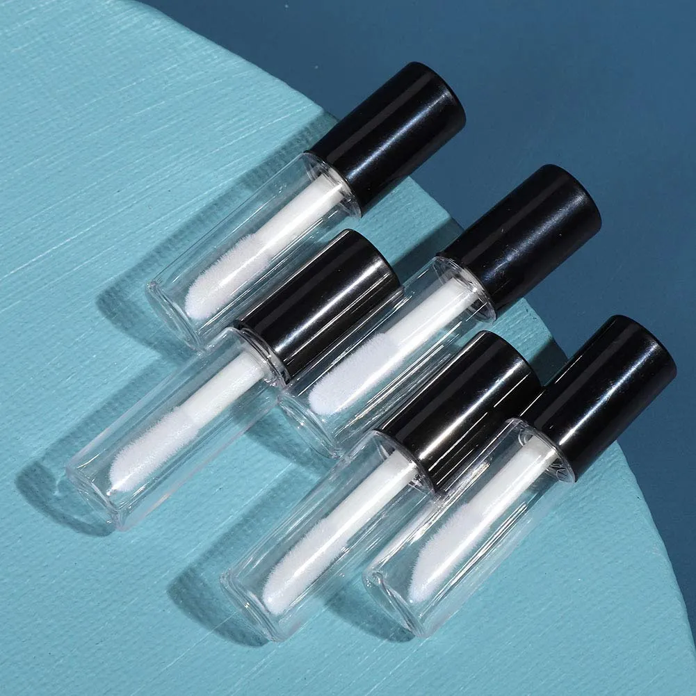 Case of 45 packs, Empty Plastic Clear Lip Gloss Tubes Lip Balm Bottle Container Black Transparent 1.2ML Makeup Tool for Women (45 pcs, Black)