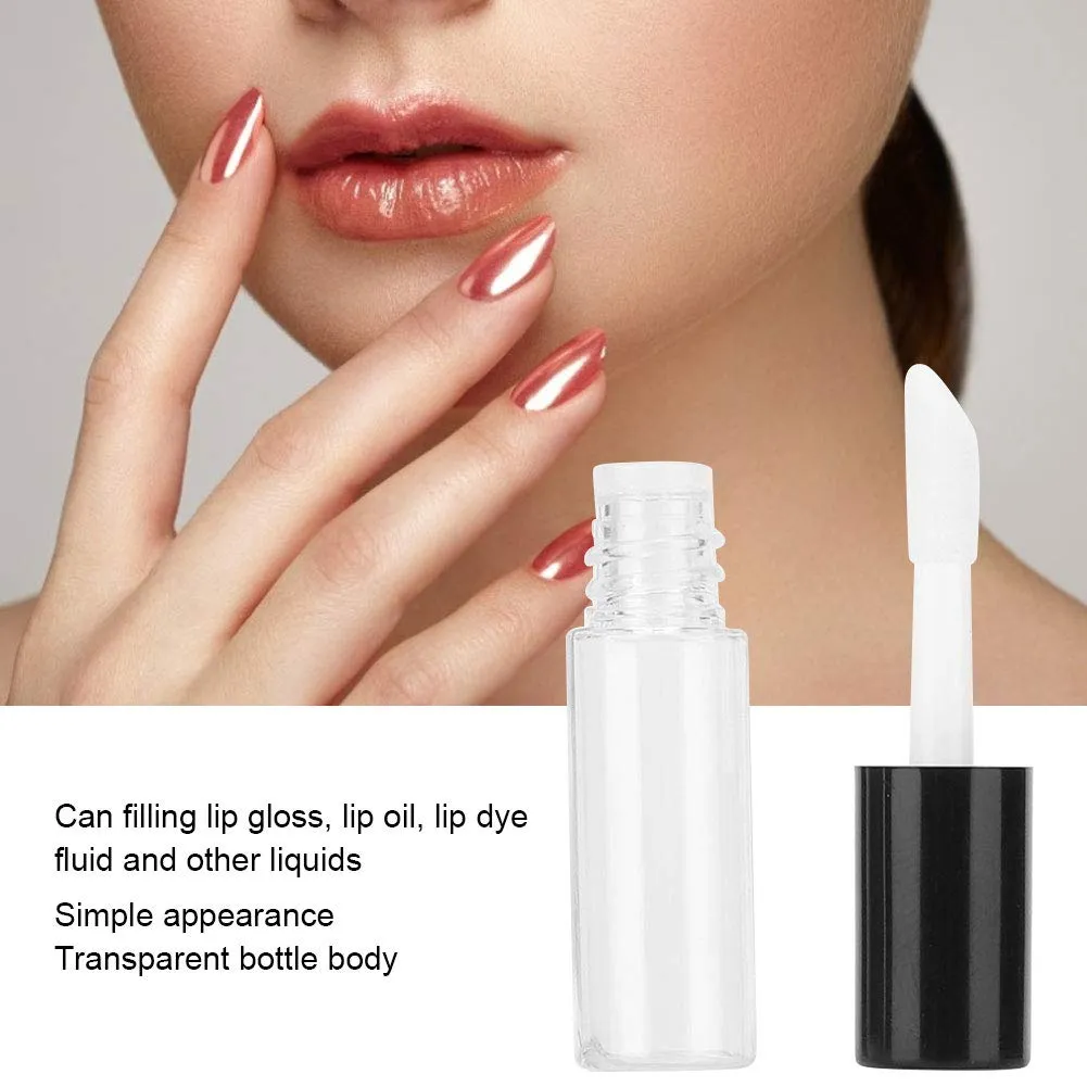Case of 45 packs, Empty Plastic Clear Lip Gloss Tubes Lip Balm Bottle Container Black Transparent 1.2ML Makeup Tool for Women (45 pcs, Black)