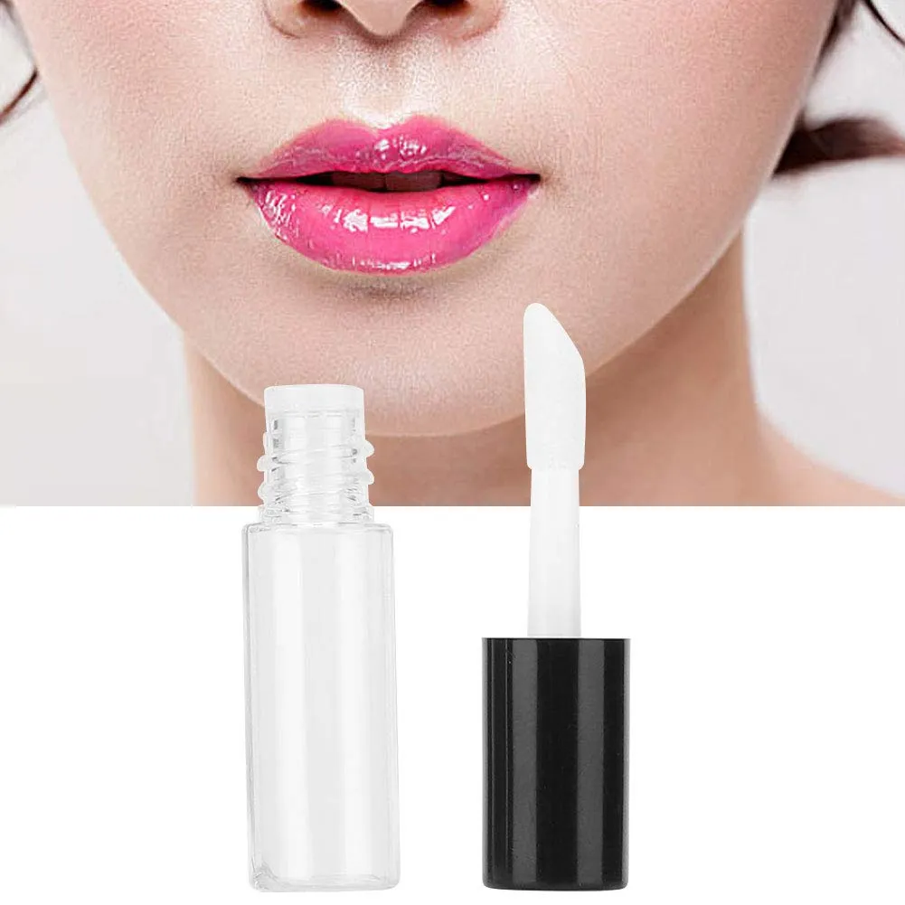 Case of 45 packs, Empty Plastic Clear Lip Gloss Tubes Lip Balm Bottle Container Black Transparent 1.2ML Makeup Tool for Women (45 pcs, Black)
