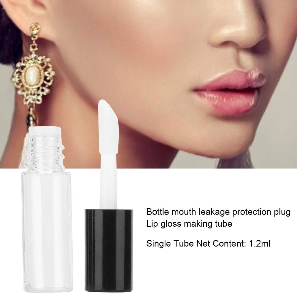 Case of 45 packs, Empty Plastic Clear Lip Gloss Tubes Lip Balm Bottle Container Black Transparent 1.2ML Makeup Tool for Women (45 pcs, Black)