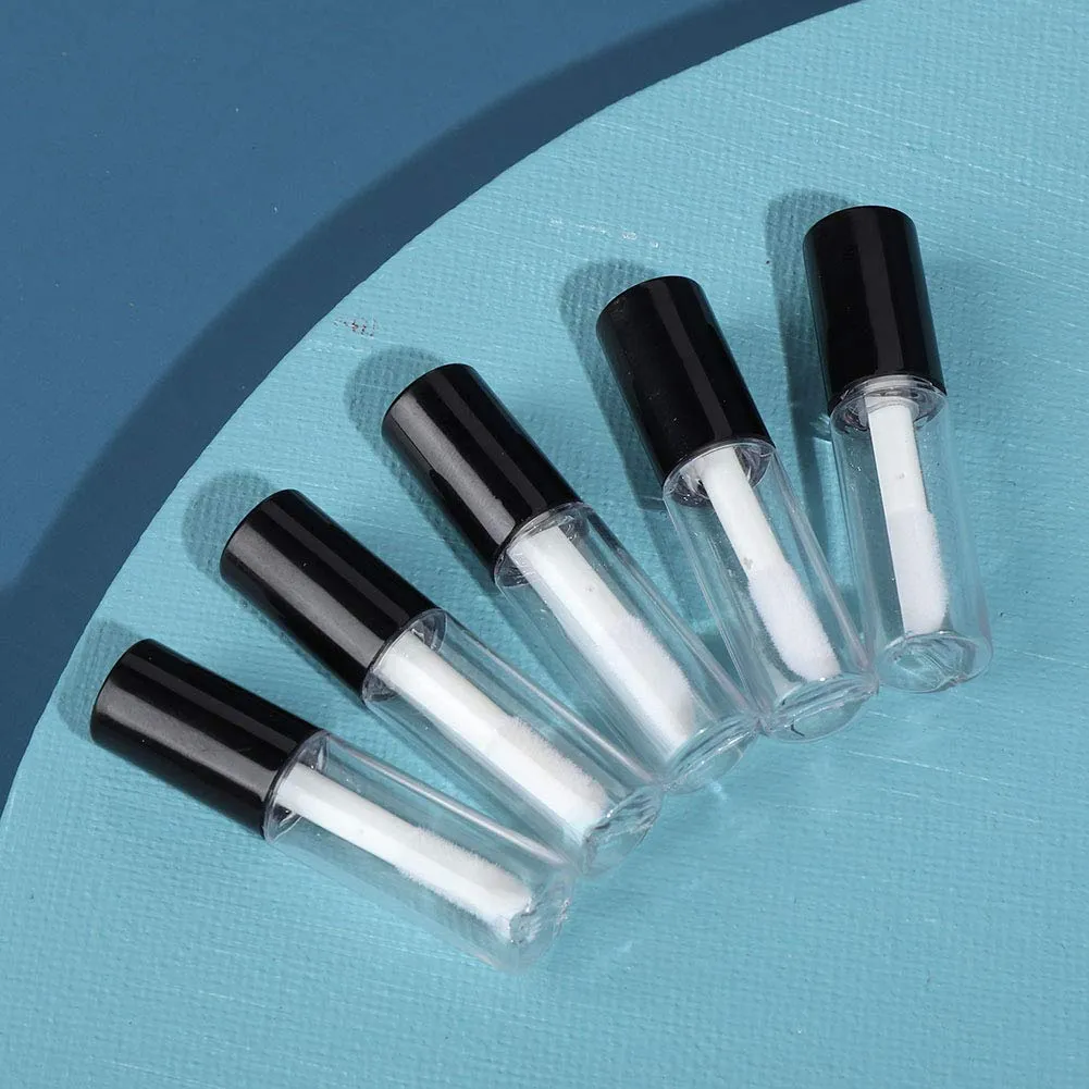 Case of 45 packs, Empty Plastic Clear Lip Gloss Tubes Lip Balm Bottle Container Black Transparent 1.2ML Makeup Tool for Women (45 pcs, Black)