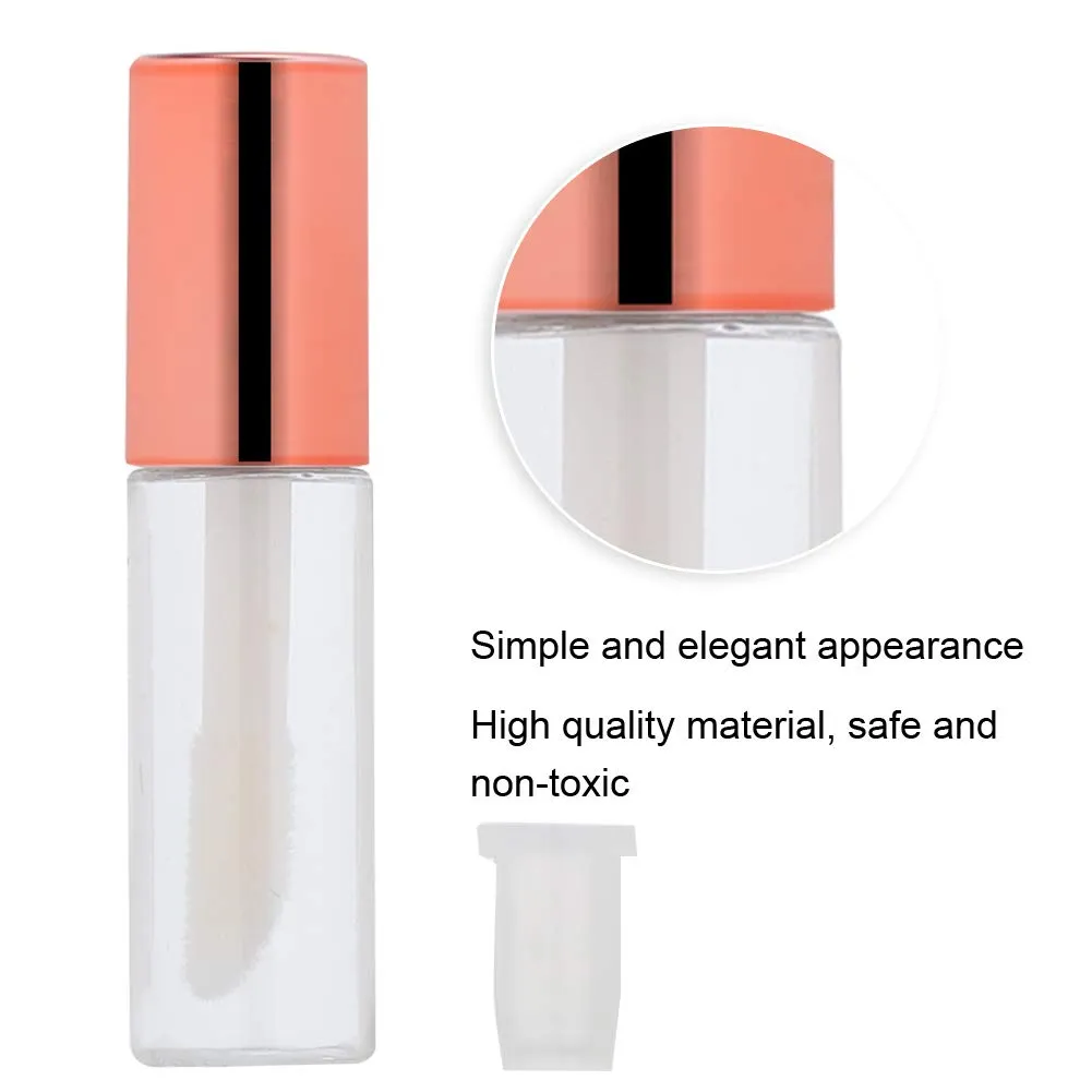 Case of 45 packs, Empty Plastic Clear Lip Gloss Tubes Lip Balm Bottle Container Rose Gold Transparent 1.2ML Makeup Tool for Women (45 pcs, Rose Gold)