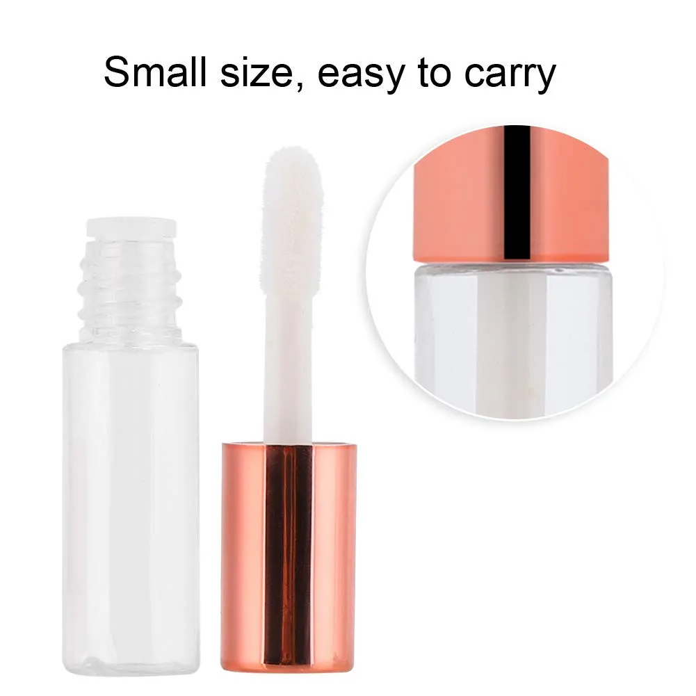 Case of 45 packs, Empty Plastic Clear Lip Gloss Tubes Lip Balm Bottle Container Rose Gold Transparent 1.2ML Makeup Tool for Women (45 pcs, Rose Gold)