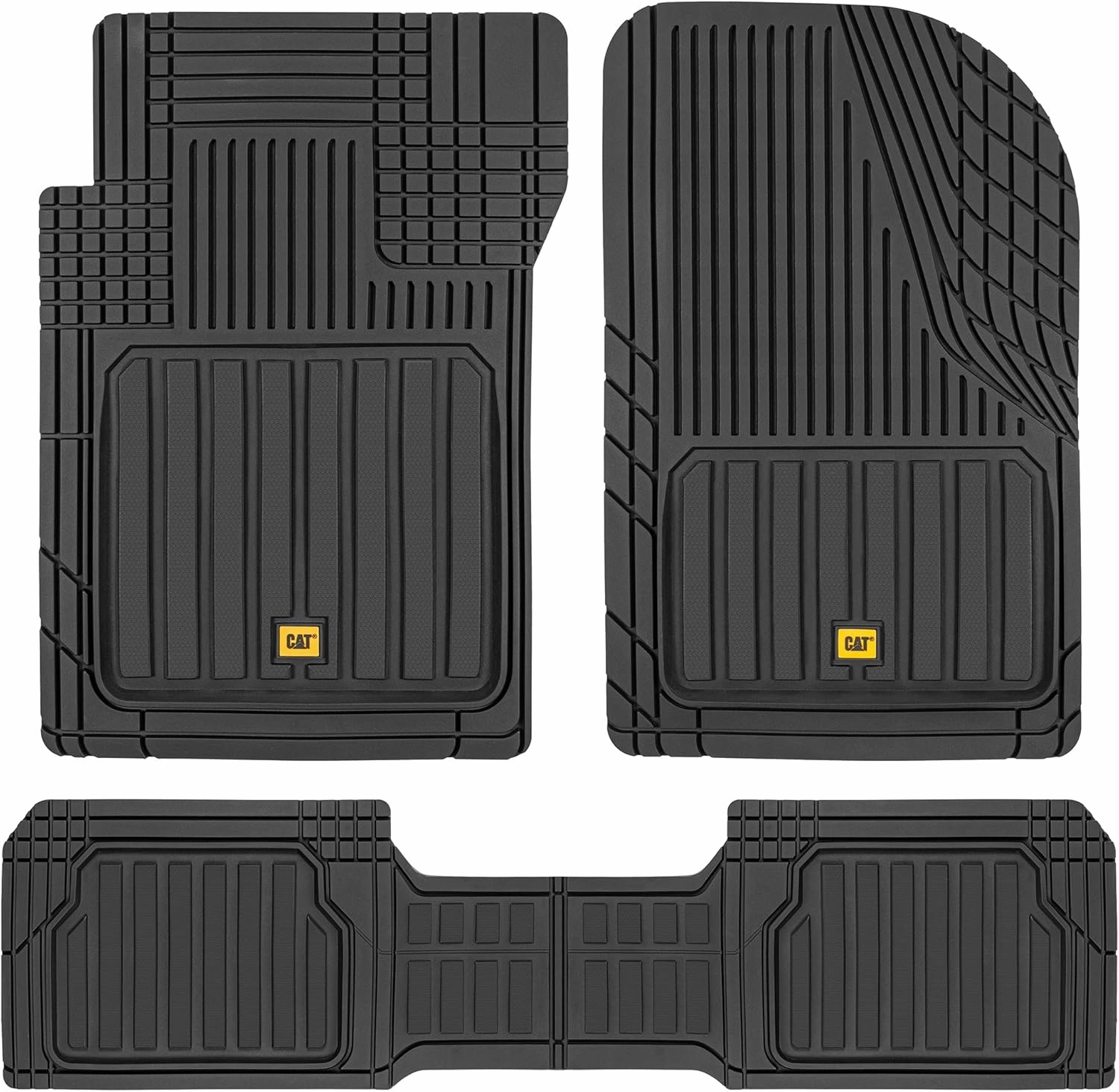 Cat® ToughLiner™ Black Car Floor Mats - Heavy Duty Trim to Fit Floor Mats for Trucks - All-Weather Truck Accessories & Odorless Rubber Automotive Floor Mats - Car Mats & SUV Floor Liners for Car