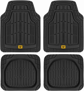 CAT® ToughRide™ Heavy-Duty 4 Piece Black Floor Mats for Cars - Trim to Fit All-Weather Rubber Car Mats Full Set - Truck Mats & Car Floor Mats - Interior Accessories for SUVs & Car Rug Protection