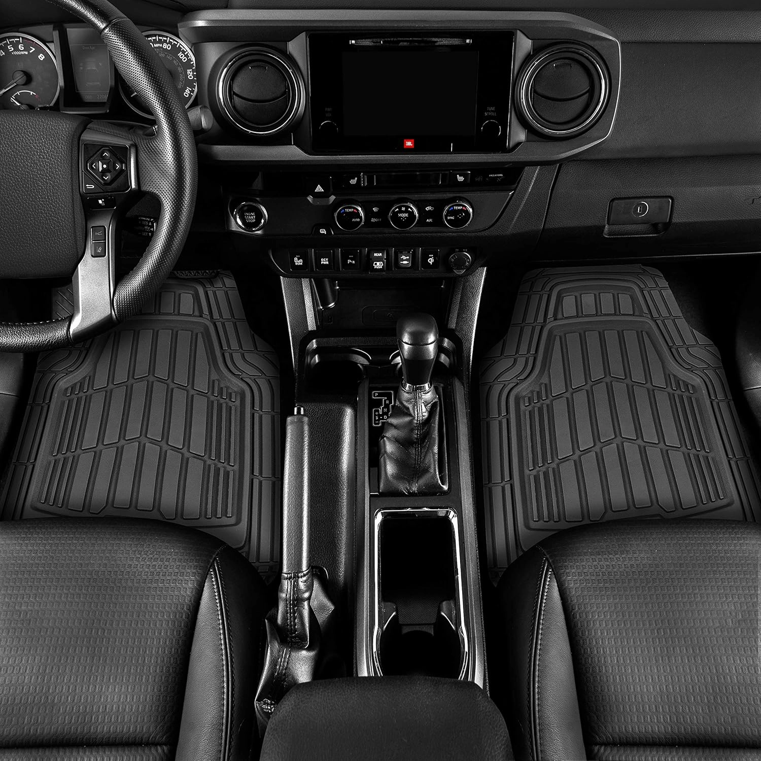 CAT® ToughRide™ Heavy-Duty 4 Piece Black Floor Mats for Cars - Trim to Fit All-Weather Rubber Car Mats Full Set - Truck Mats & Car Floor Mats - Interior Accessories for SUVs & Car Rug Protection