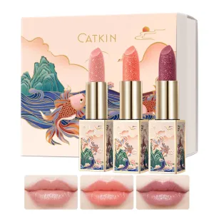 CATKIN Lip Balm Color Tinted Changing Lipstick Ultra Hydrating Lip Moistrurizer Chapstick with Vitamin E Nourishing For Cracked & Dry Lips 0.12 oz 3pcs Gift Box (C09 C11 C14)